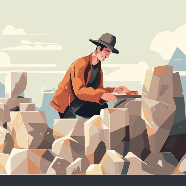 Steenhouwer hakt rots